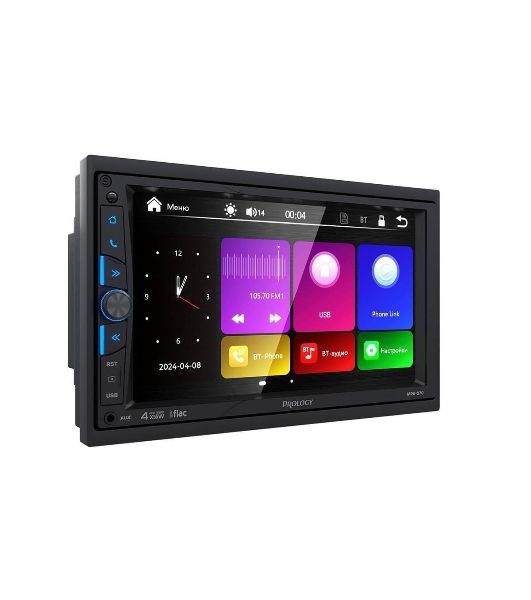 Автомагнитола Prology MPV-370, 2 DIN, 7", Bluetooth, USB Type-A, AUX, пульт ДУ