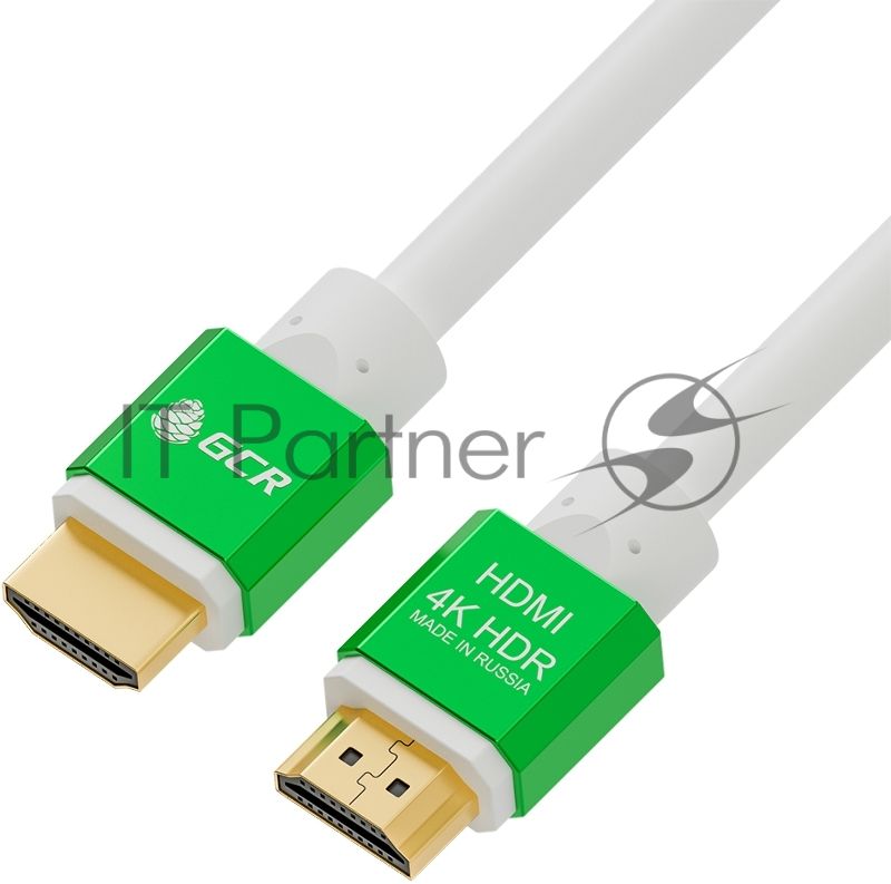 Кабель Greenconnect 2.0m HDMI версия 2.0, HDR 4:2:2, Ultra HD, 4K 60 fps 60Hz/5K*30Hz, 3D, AUDIO, 18.0 Гбит/с, 28/28 AWG, OD7.3мм, тройной экран, белый, AL корпус зеленый, GCR-51294 Greenconnect Кабель 2.0m HDMI версия 2.0, HDR 4:2:2, Ultra HD, 4K 60 fps 