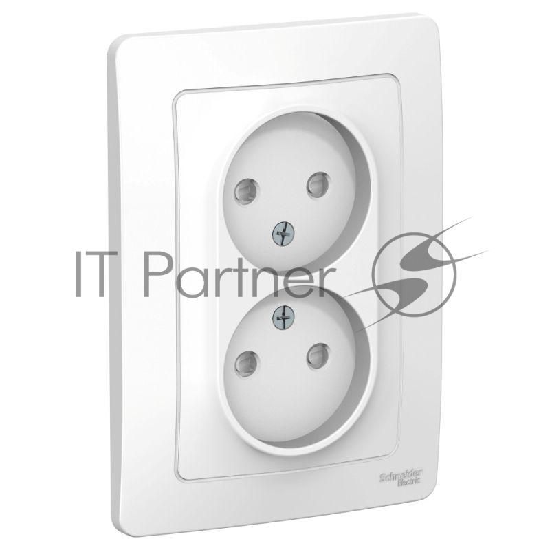 Розетка 2-м СП Blanca 16А 250В защ. шторки без заземл. бел. SchE BLNRS000121
