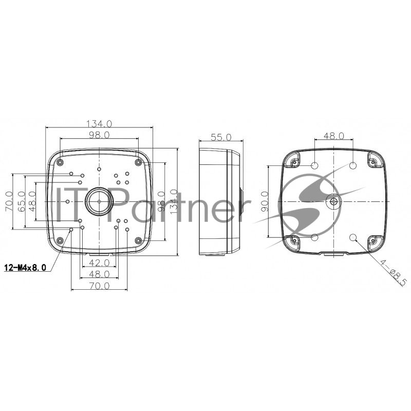 Настенная коробка Dahua для корпусов серий HDW2 Junction Box PFA121