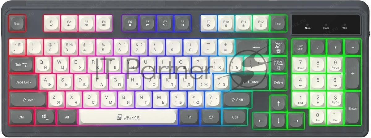 Клавиатура Oklick 731G проводная, USB Type-A, серый/белый