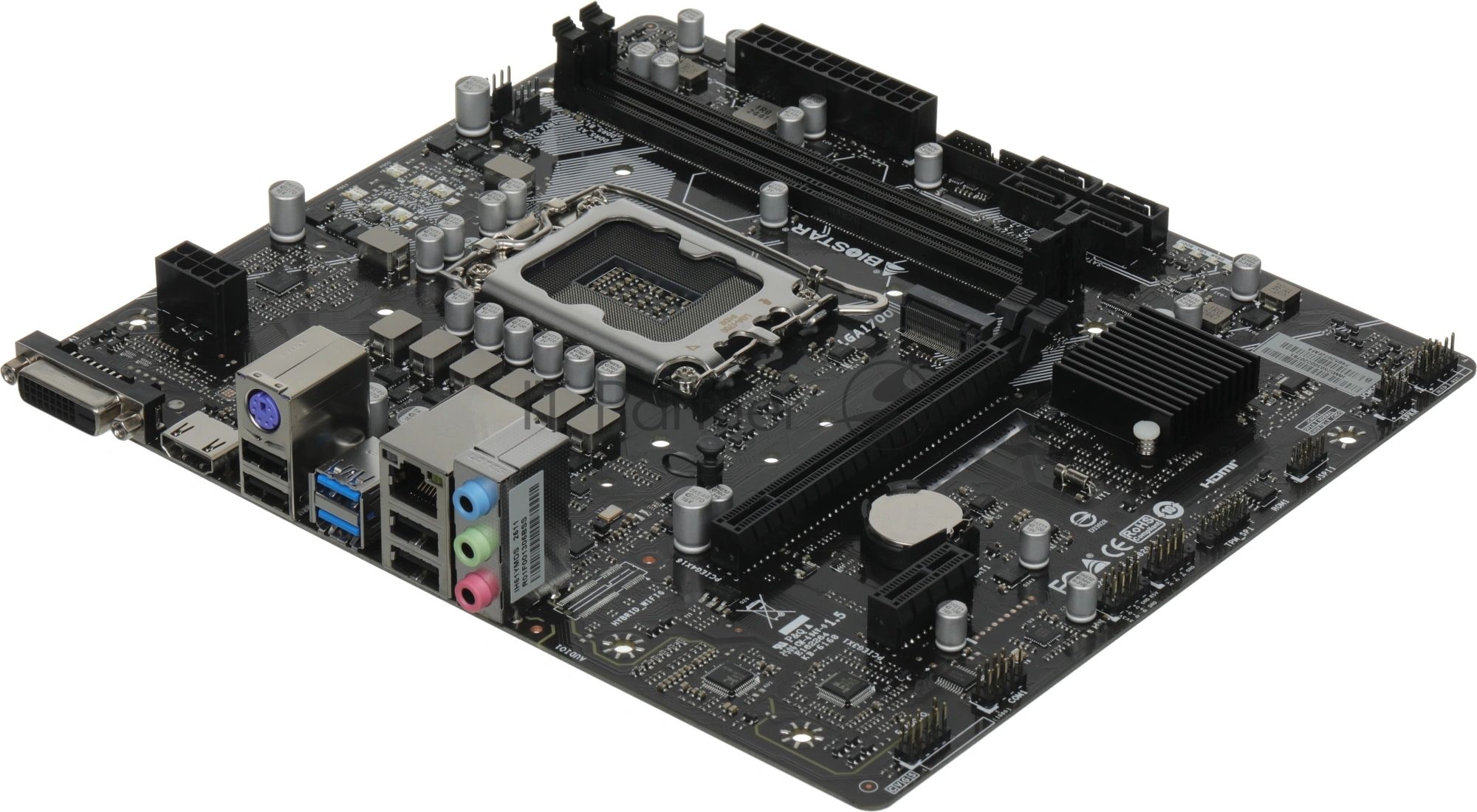 Материнская плата Biostar H610MHD D5, LGA1700, Intel H610, 2xDDR5, 4xSATA, 1xM.2, 1xPCIe 4.0 x16, HDMI, DVI-D, 1x1Gb LAN, 3x3.5 мм, 7.1, microATX