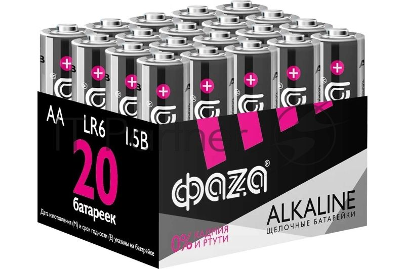 Элемент питания алкалиновый LR6 Alkaline Pack-20 (уп.20шт) ФАZА 5028098, 1.5 В