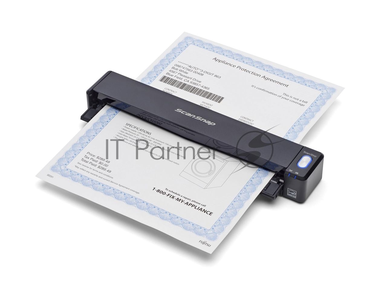 Сканер Fujitsu ScanSnap iX100  PA03688-B001  (А4, 5,2  сек./стр., односторонний,  Wi-Fi, 500)