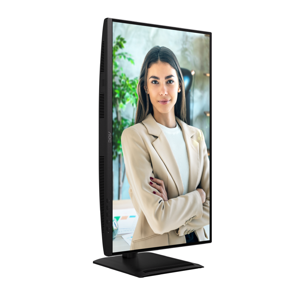 Монитор 27" AOC Q27P4U IPS 2560x1440, 120 Гц, 4 мс, 16:9, 350 кд/м², 2xHDMI 2.0, DP 1.2, USB-C (15 Вт PD), USB Hub (3x USB-A), 3.5 Jack, динамики (2x2 Вт), HDR10, Adaptive-Sync, черный