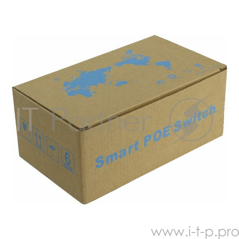 Коммутатор PoE 4 порта 10/100Mbps SWP-7504POE/2P 4xPoE+1xUplink RJ45, IEEE 802.3af, мощность 15.4 Вт на порт, БП 52В/1.25А, настенный крепеж в ком