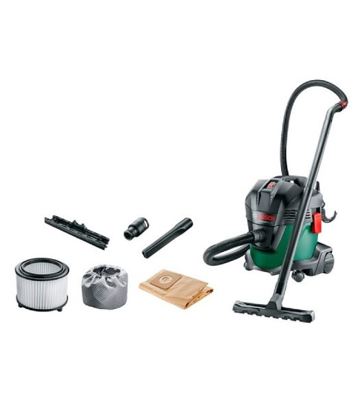 Строительный пылесос Bosch UniversalVac15 зеленый, 1000 Вт, уборка сухая/влажная, пылесборник контейнер, 15 л