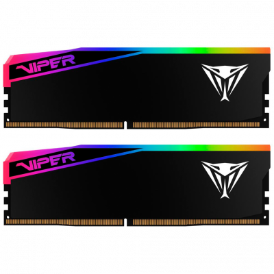Оперативная память Patriot Viper Elite 5 Ultra RGB, DDR5, 32GB (2x16GB), 6000 MHz, CL28, с радиатором, RGB, чёрный