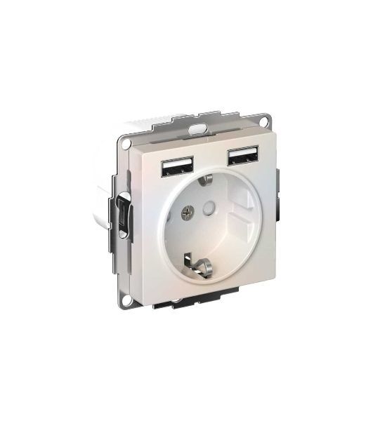 Розетка SE AtlasDesign Жемчуг SO + USB A+A, 5В/2,4А, 2х5В/1,2А, механизм