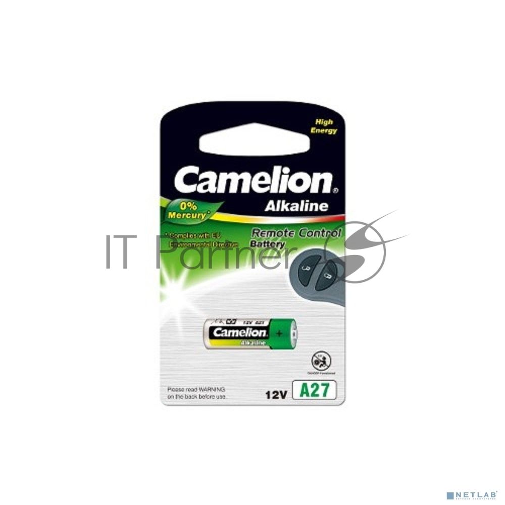 Элемент питания алкалиновый для пультов сигнализаций Camelion LR27A Mercury Free A27-BP1 12В BL-1 (блист.1шт)