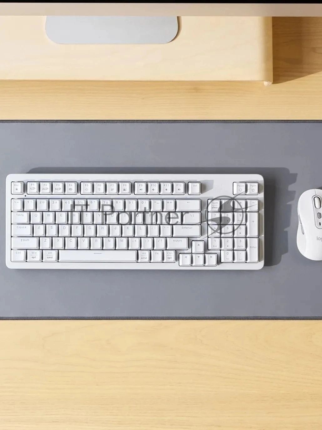 Клавиатура Logitech K868 гибридная, USB Type-A, Bluetooth, радиоканал, белый