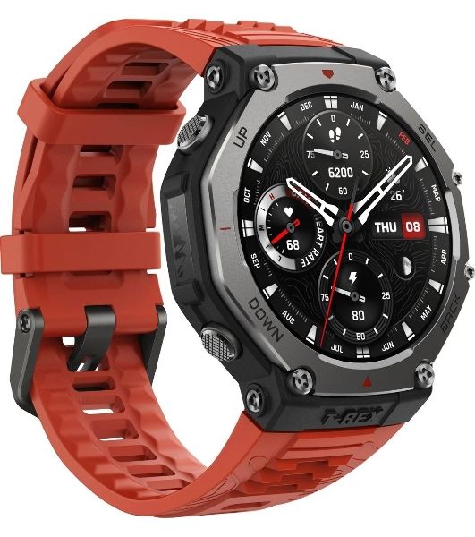 Умные часы Amazfit T-Rex 3 A2323, 1.5" AMOLED, Wi-Fi, Bluetooth, 10ATM, темно-серый / красный