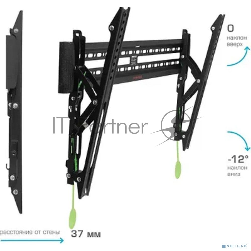 Кронштейн Arm media PLASMA-12 черный Кр. стал. наст. для TV 35"-75", max 60 кг, 1 ст св., нак. 0°-12° от ст. 37 мм, max VESA 600x400 мм.