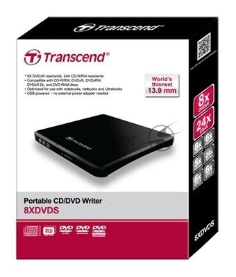 Привод DVD-RW Transcend TS8XDVDS-K черный USB slim внешний RTL