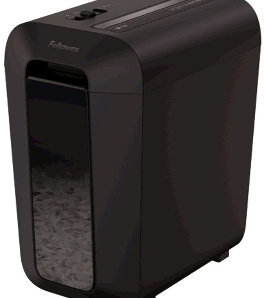 Шредер Fellowes PowerShred LX65 черный (секр.P-4)/перекрестный/10лист./22лтр./скрепки/скобы/пл.карты