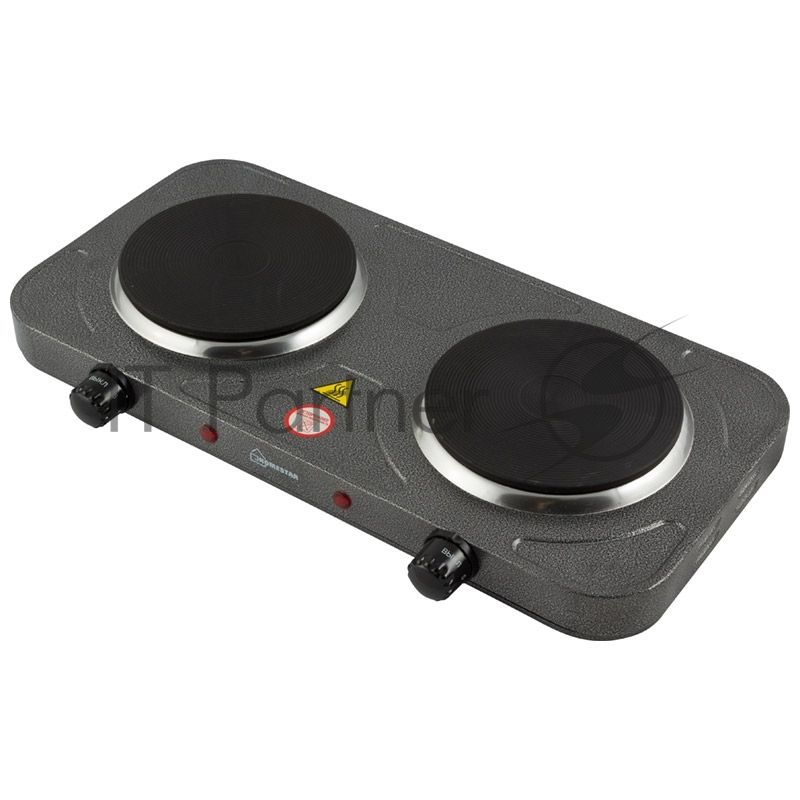 Плита настольная электрическая Homestar HS-1104 серый, 2 кВт, ТЭН, конфорки - 2, эмаль, поворотные переключатели
