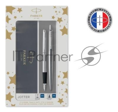 Набор ручек Parker Jotter Core FK61 (CW2093258) Stainless Steel CT сталь нержавеющая, подарочная коробка ручка перьевая, ручка шариковая