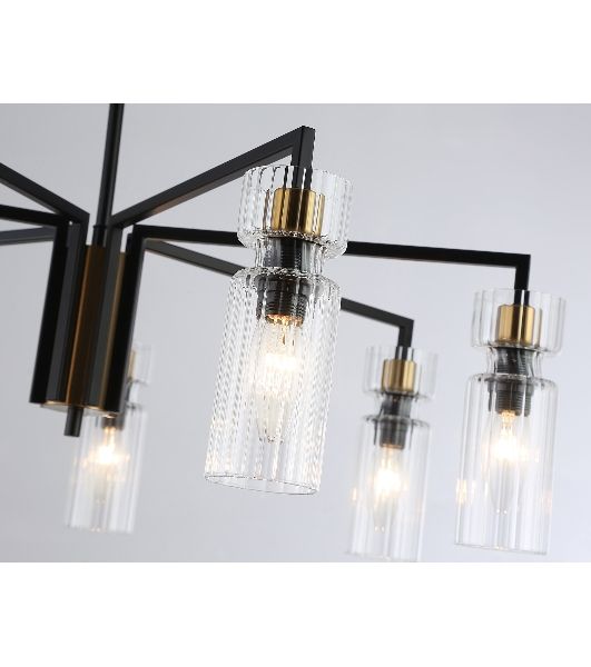 Люстра Ambrella light LH56115/7 BK/BS/CL черный/латунь/прозрачный E14*7 max 40W D705*350