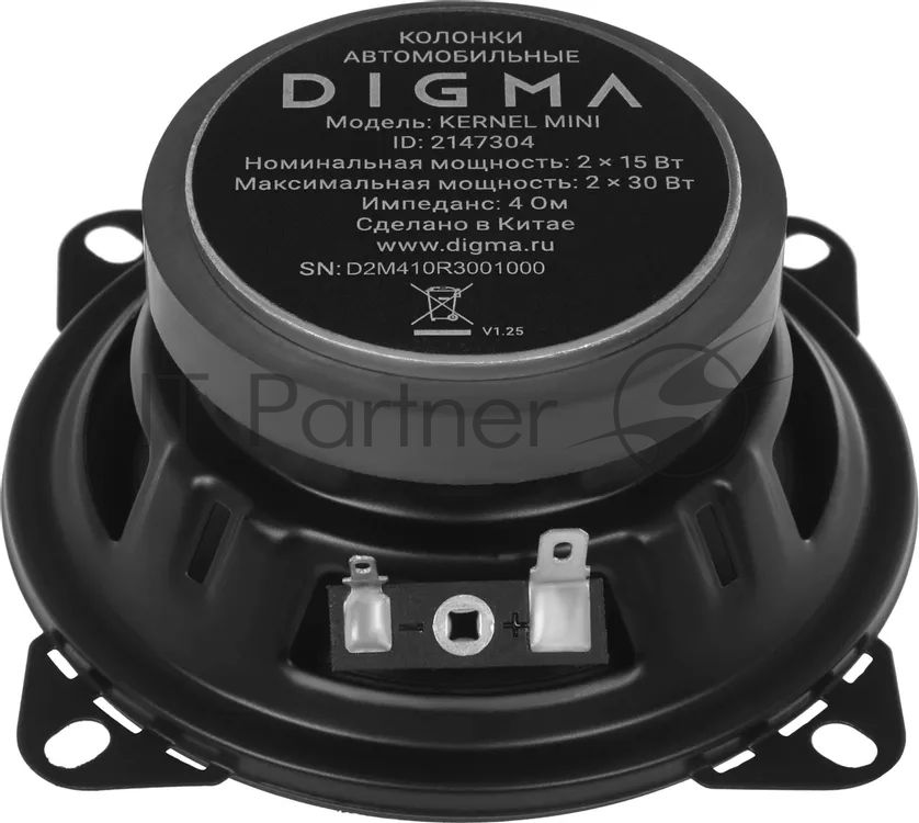 Колонки автомобильные Digma KERNEL MINI 120Вт 90дБ 4Ом 10см (4дюйм) (ком.:2кол.) коаксиальные двухполосные