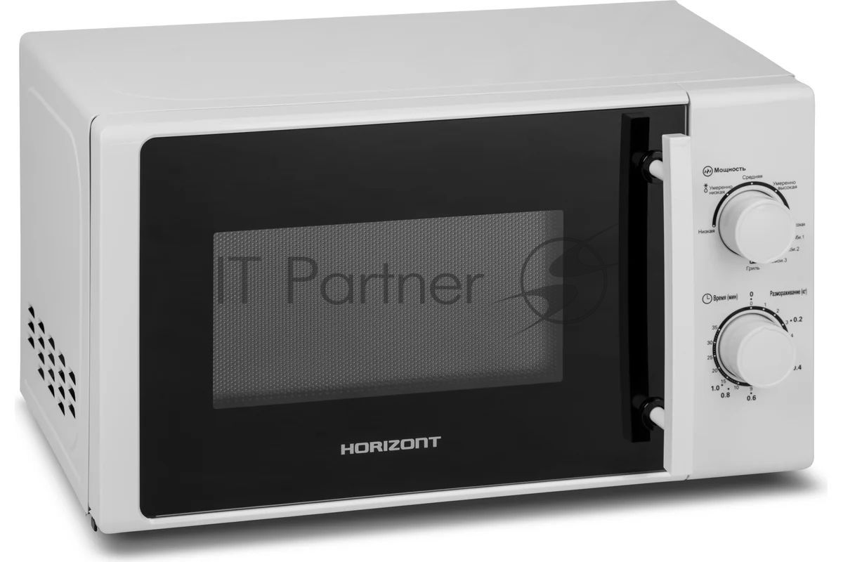 Микроволновая печь Horizont 20 MW700-1478 BIW белый, 20 л, 700 Вт, переключатели - поворотный механизм