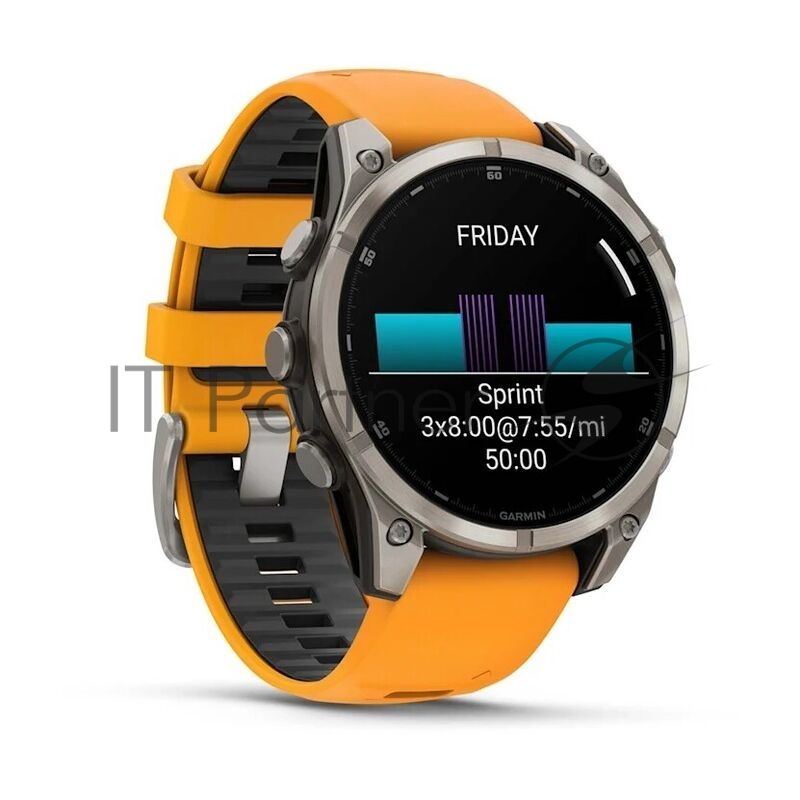 Умные часы Garmin Fenix 8 1.4" AMOLED, Wi-Fi, Bluetooth, NFC, 100м, титановый серый / оранжевый