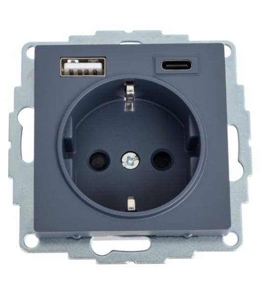 Розетка SE AtlasDesign 16А с USB A+C (5В/2,4А/3 А, 2х5В/1,5А), мех, грифель