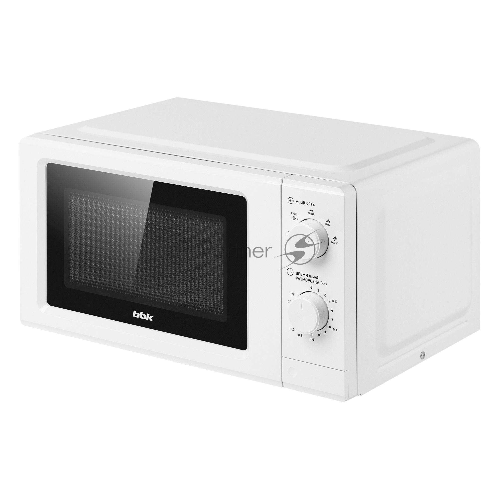Микроволновая печь BBK 20MWS-731M/W белый, 20 л, 700 Вт, переключатели — поворотный механизм