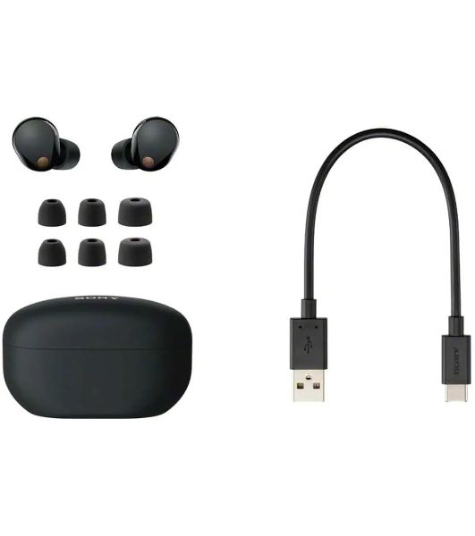 Наушники TWS Sony WF-1000XM5 черный, внутриканальные, Bluetooth, активное шумоподавление, беспроводная зарядка, до 8 ч