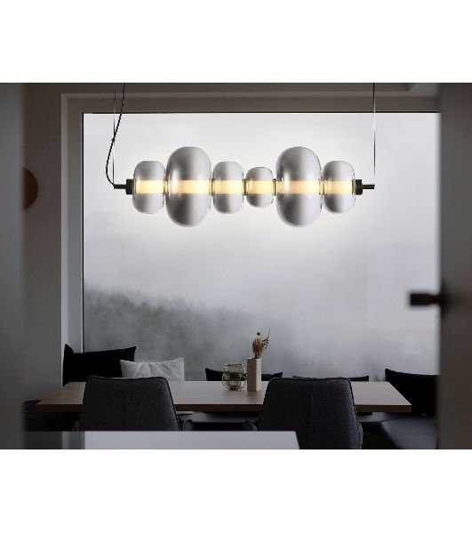 Подвесной светодиодный светильник Ambrella light LH11072 BK/SM черный/дымчатый 36W 3000K 745*230*230