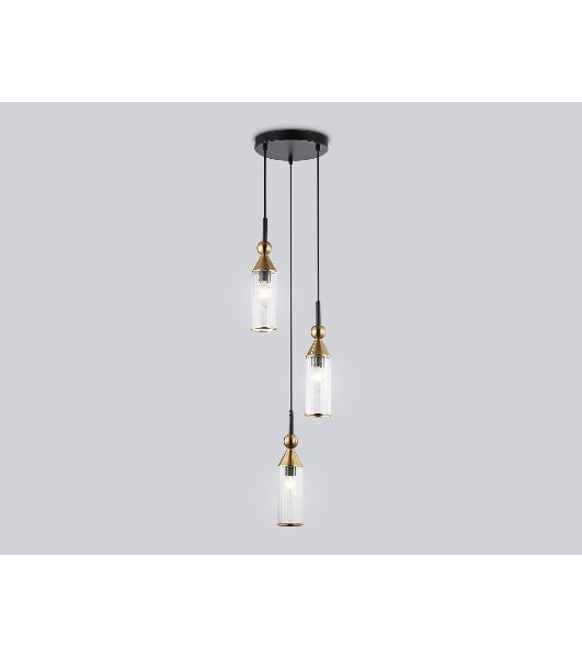 Светильник Ambrella light LH55252/3 BK/BS/CL черный/латунь/прозрачный E14*3 max 40W D230*1200