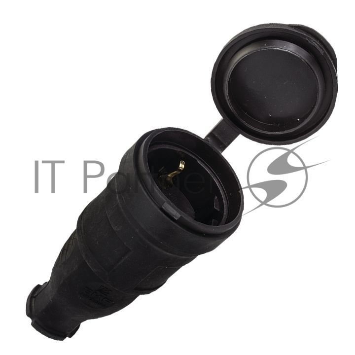 Розетка переносная 16А 230В 2P+PE с защ. крышкой IP44 каучук EKF RPS-012-16-230-44