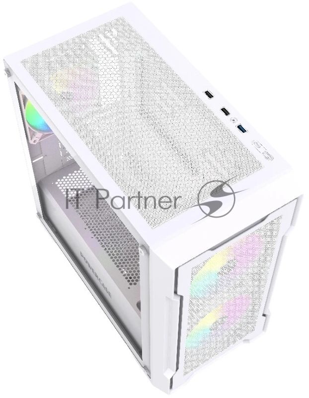 Компьютерный корпус Powercase Mistral Micro X3W ARGb, Tempered Glass, 3x 120mm ARGb PWM Fan, белый, mATX (CMMXW-A3)