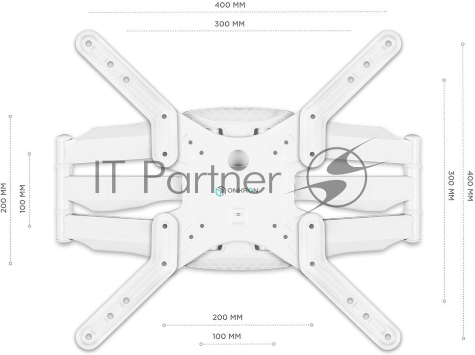 Кронштейн для телевизора ONKRON M5 37"-70" наклонно-поворотный, белый