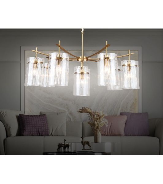 Люстра Ambrella light LH56033/7+1 BS/CL латунь/прозрачный E14*8 max 40W D790*1200