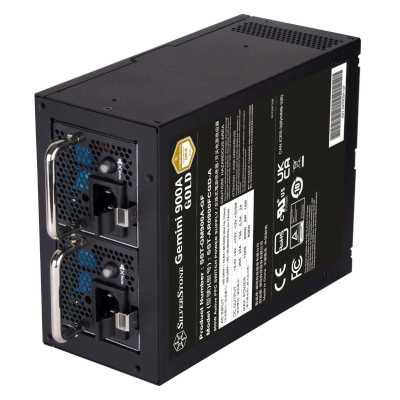 Блок питания SilverStone 900W Gemini 900A, 900Вт, 80+ Gold, 40мм, модульный, черный