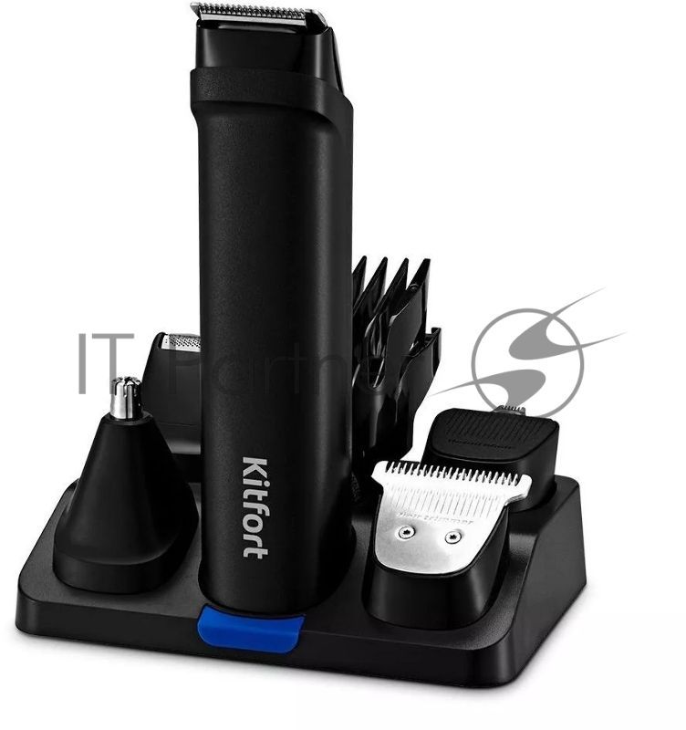 Триммер Kitfort КТ-3140-3 черный/синий 5Вт (насадок в компл:7шт)