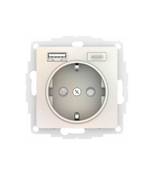 Розетка 16А с USB A+C (5В/2,4А/3 А, 2х5В/1,5А), мех SE AtlasDesign жемчуг
