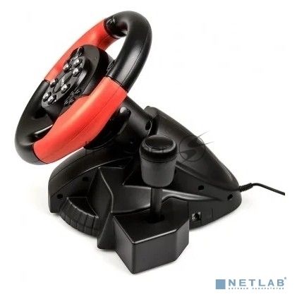 Игровой руль Dialog GW-125VR E-Racer - эф.вибрации, 2 педали, рычаг ПП, PC USB