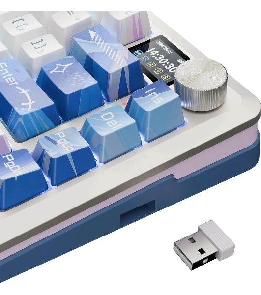 Клавиатура Redragon Flekact Pro гибридная, USB Type-A, Bluetooth, радиоканал, фиолетовый