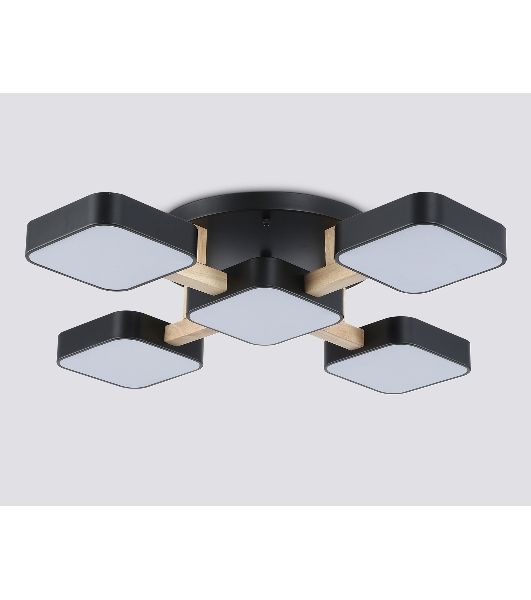 Светильник Ambrella light FL4883/5 BK/WD черный/дерево 90W 3000-6000K 675*675*110 (без ПДУ)