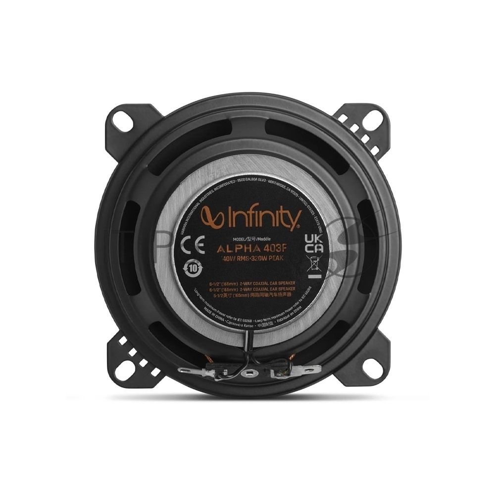 Колонки автомобильные Infinity Alpha 403F (без решетки) 320Вт 88дБ 4Ом 10см (4дюйм) (ком.:2кол.) коаксиальные трехполосные