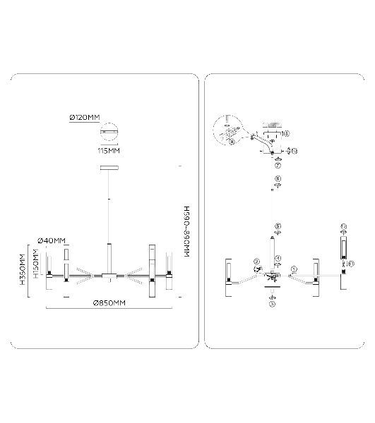 Люстра Ambrella light LH53355/9 GD/CL/WH золото/прозрачный/белый G9*9 max 40W D850*890