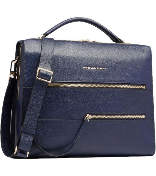 Деловая сумка женская Piquadro Patricia CA6774W140/BLU с отделением для ноутбука 14" темно-синяя натур.кожа
