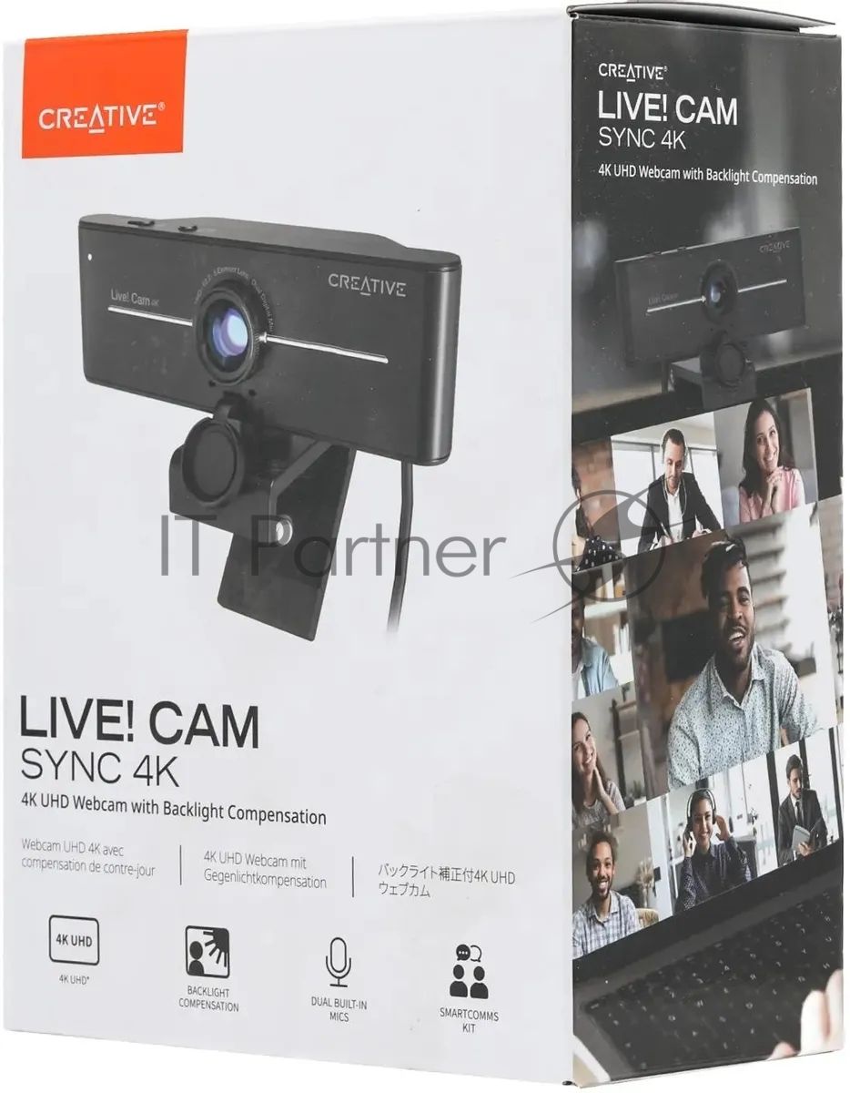 Веб-камера Creative Live! Cam 4K 3840x2160, 30 кадр/с, USB Type-A, микрофон, шторка приватности, универсальное крепление
