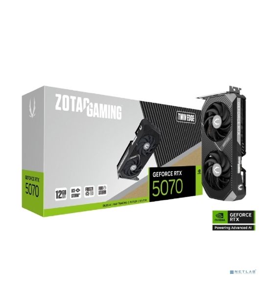 Видеокарта Zotac RTX5070 TWIN EDGE 12GB GDDR7 192bit 3xDP HDMI 2FAN PREMIUM PACK