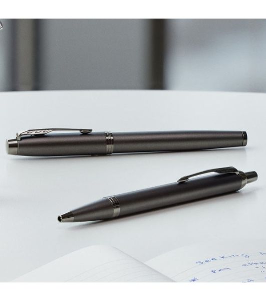 Ручка шариковая Parker IM Monochrome K328 (CW2172961) Gun Metal, M, синие чернила, подарочная коробка