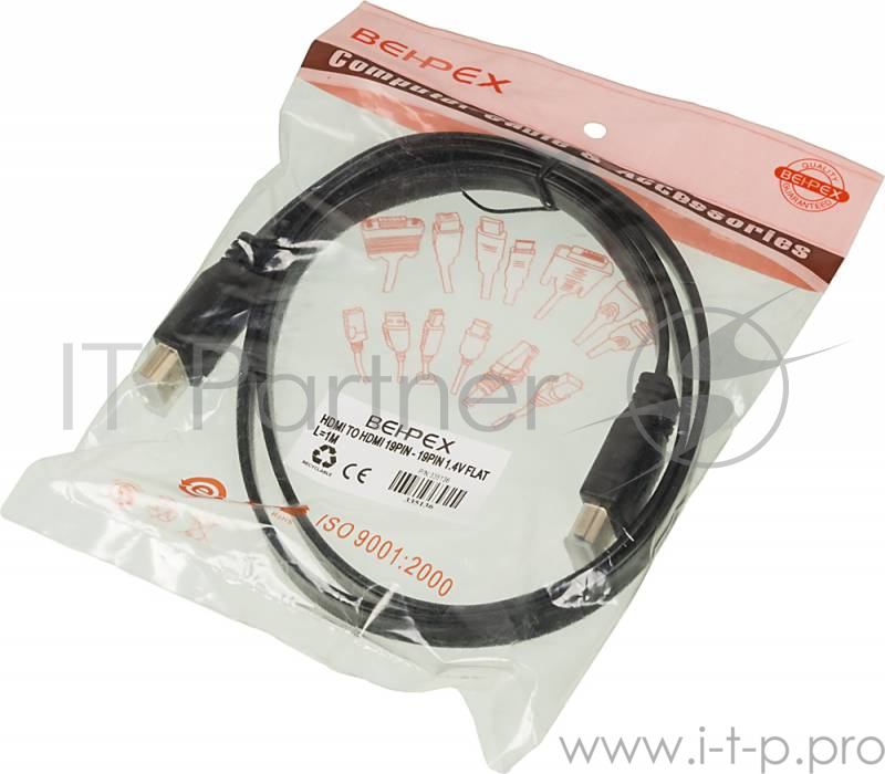 Кабель аудио-видео High Speed ver.1.4 Flat HDMI (m)/HDMI (m) 5м. позолоченные контакты черный