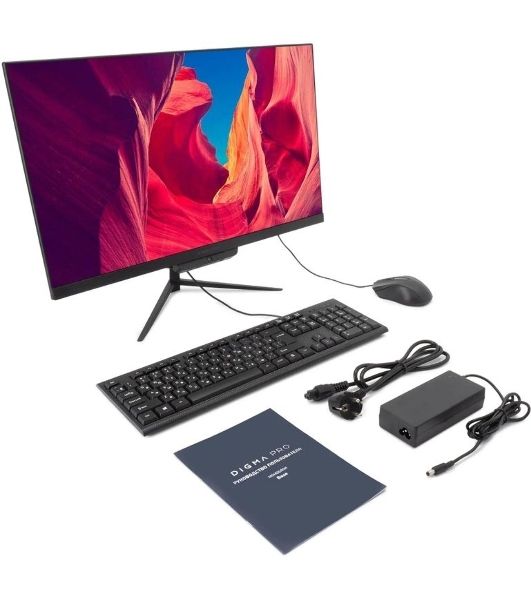 Моноблок Digma Pro Base 23.8" Full HD i3 12100 (3.3) 16Gb SSD512Gb UHDG 730 Windows 11 Pro GbitEth WiFi BT 90W клавиатура мышь Cam черный 1920x1080