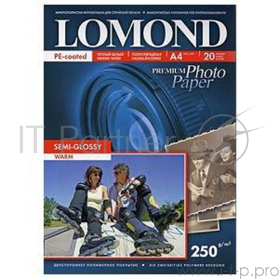 Фотобумага ПРЕМИУМ для стр.печати Lomond 250 г/м2 односторонняя Semi-Glossy Warm 10х15 см (20 л)