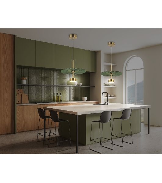 Светильник Ambrella light LH72609 BK/GR латунь/зеленый 6W 3000K D300*260-1770